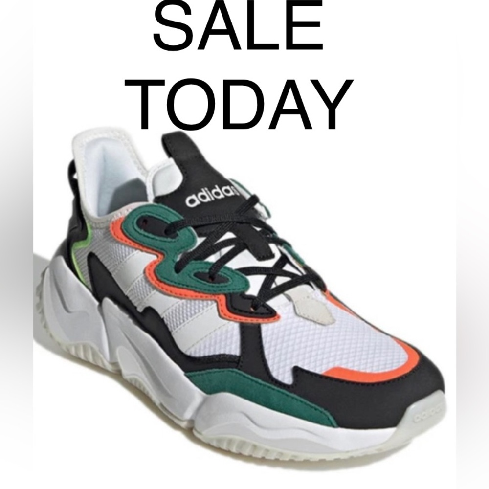 Adidas mens shoes Nirtocgarge green white orange size 8